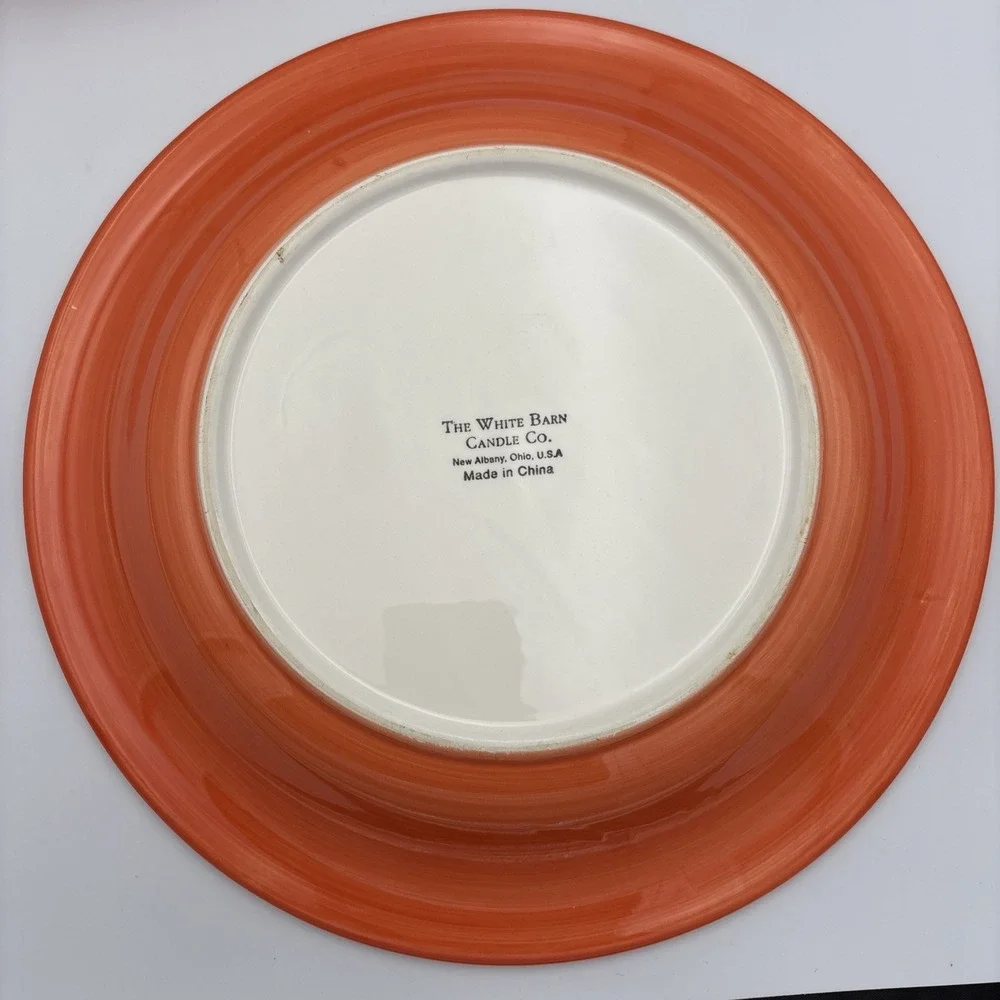 White Barn Candle Co 11 in Plate Set Of 4 Halloween Orange Ghost Trick Or Treat